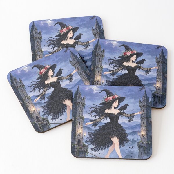 Item preview, The Enchanting Witch Walking a Tightrope Between Towering Spires. designed and sold by DibujandoPorfa.