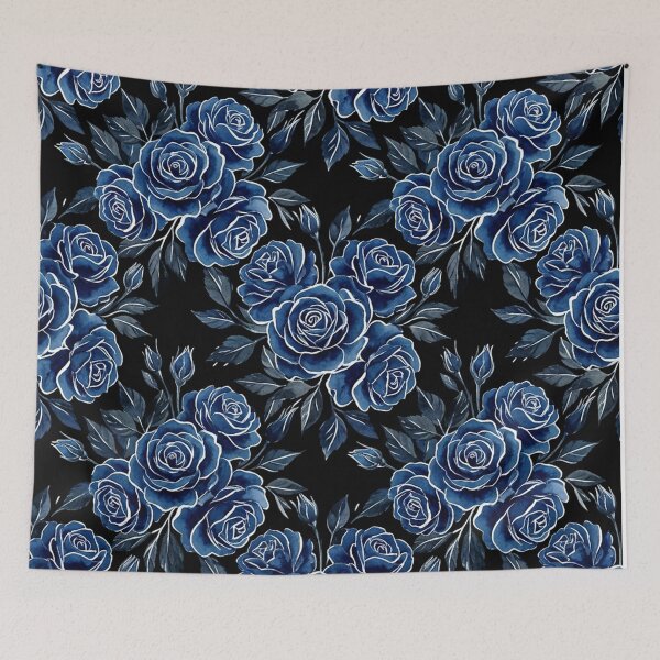 Item preview, Deep Blue Watercolor Roses Seamless Floral Pattern designed and sold by Owcomm.