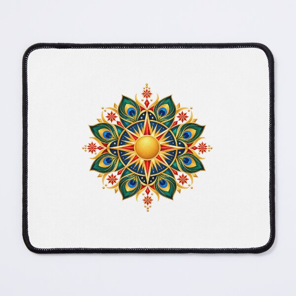 Item preview, Ezidi Sun Symbol – Golden Peacock Feather Mandala | Yazidi Art designed and sold by MURAD ART.