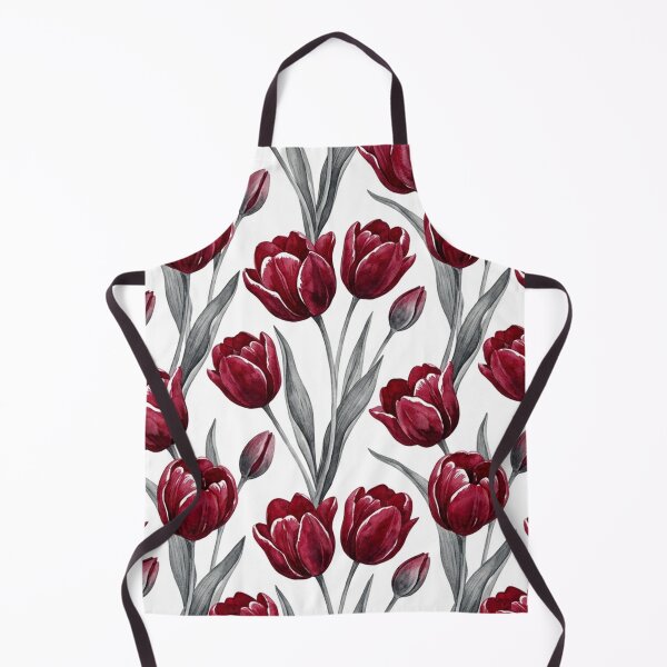 Item preview, Dark Red Watercolor Tulips Floral Pattern designed and sold by Owcomm.