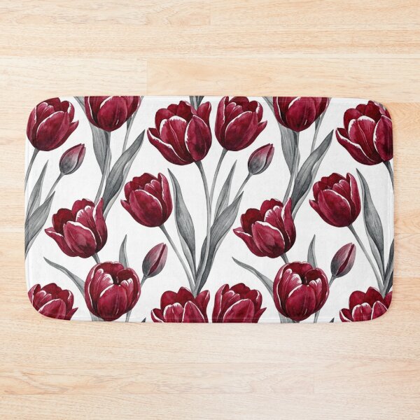 Item preview, Dark Red Watercolor Tulips Floral Pattern designed and sold by Owcomm.