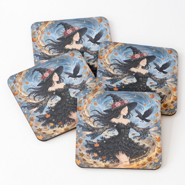 Item preview, The Enchanting Witch Summoning a Tornado of Autumn Leaves. designed and sold by DibujandoPorfa.