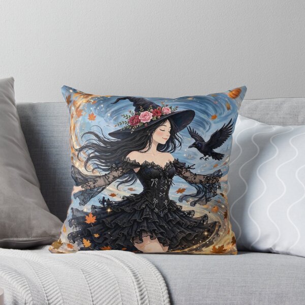 Item preview, The Enchanting Witch Summoning a Tornado of Autumn Leaves. designed and sold by DibujandoPorfa.