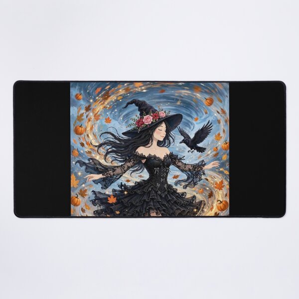 Item preview, The Enchanting Witch Summoning a Tornado of Autumn Leaves. designed and sold by DibujandoPorfa.