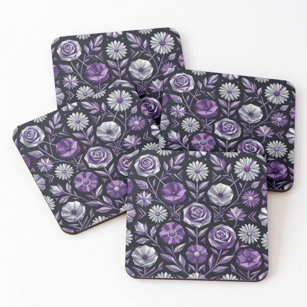 Item preview, Geometric Purple and Silver Floral Pattern designed and sold by Owcomm.