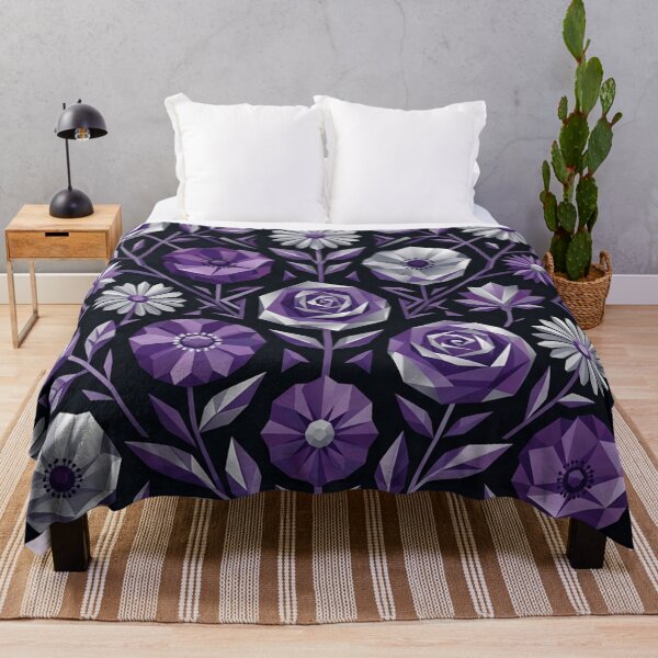Item preview, Geometric Purple and Silver Floral Pattern designed and sold by Owcomm.