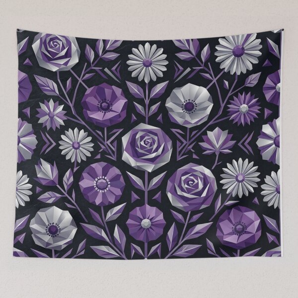 Item preview, Geometric Purple and Silver Floral Pattern designed and sold by Owcomm.