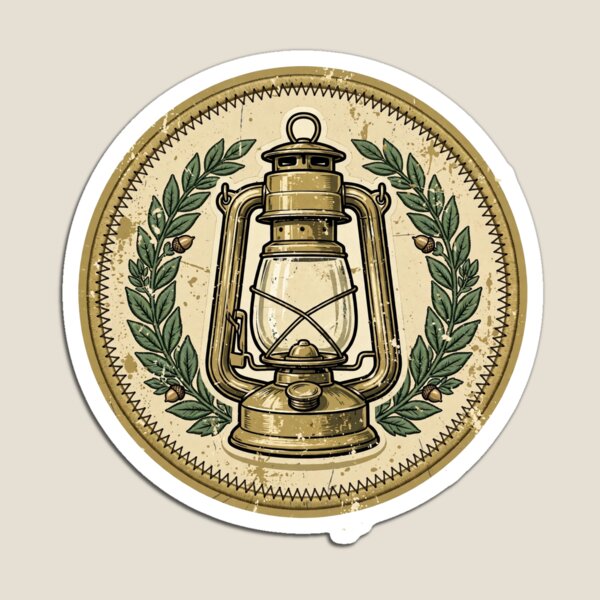 Aperçu de l'œuvre Vintage Lantern Badge Sticker — Retro Christmas Gift créée et vendue par TMS-Studio.