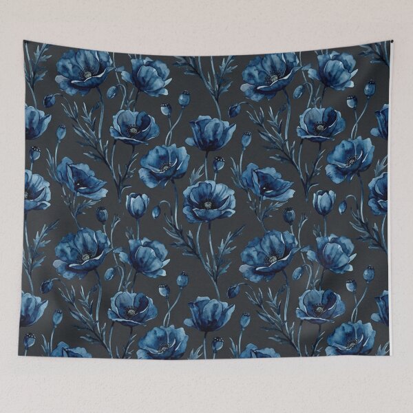 Item preview, Vintage Watercolor Blue Poppies Floral Pattern designed and sold by Owcomm.