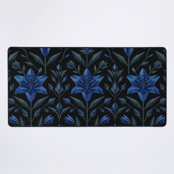 Item preview, Geometric Blue Lily Floral Pattern designed and sold by Owcomm.