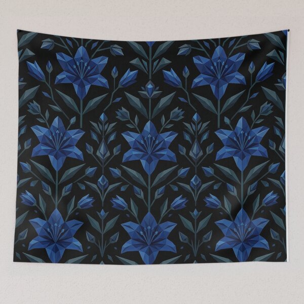 Item preview, Geometric Blue Lily Floral Pattern designed and sold by Owcomm.