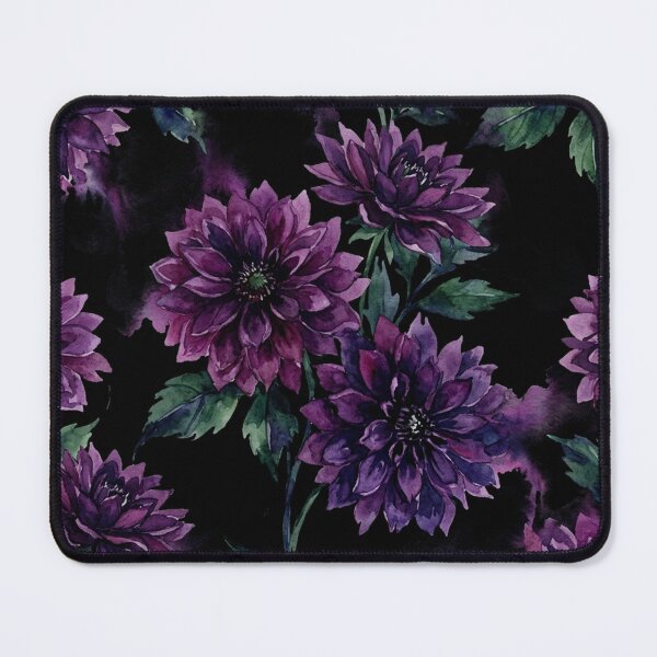 Item preview, Dark Purple Dahlias Botanical Watercolor Floral Pattern designed and sold by Owcomm.