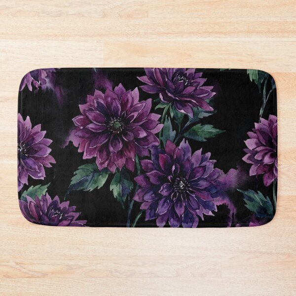 Item preview, Dark Purple Dahlias Botanical Watercolor Floral Pattern designed and sold by Owcomm.