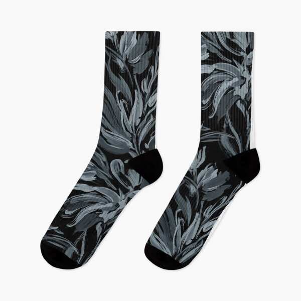 Item preview, Monochrome Silver Floral Brushstrokes Seamless Pattern designed and sold by Owcomm.