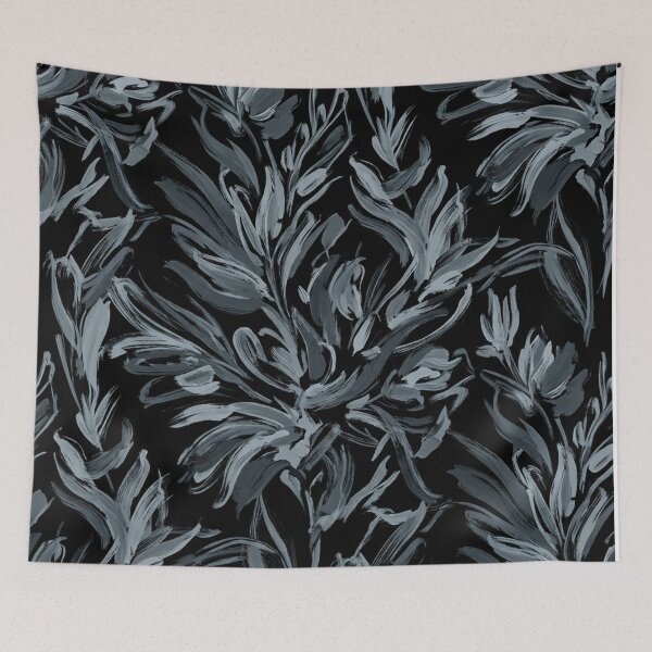Item preview, Monochrome Silver Floral Brushstrokes Seamless Pattern designed and sold by Owcomm.