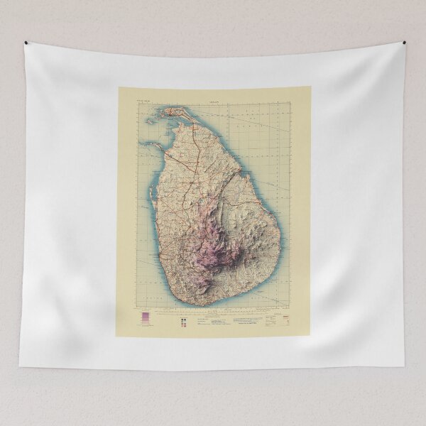 Item preview, 1944 Sri Lanka Ceylon Relief Map digitally-rendered designed and sold by ThinkAboutMaps.