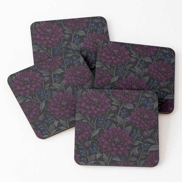 Item preview, Dark Moody Plum Dahlia Floral Pattern designed and sold by Owcomm.