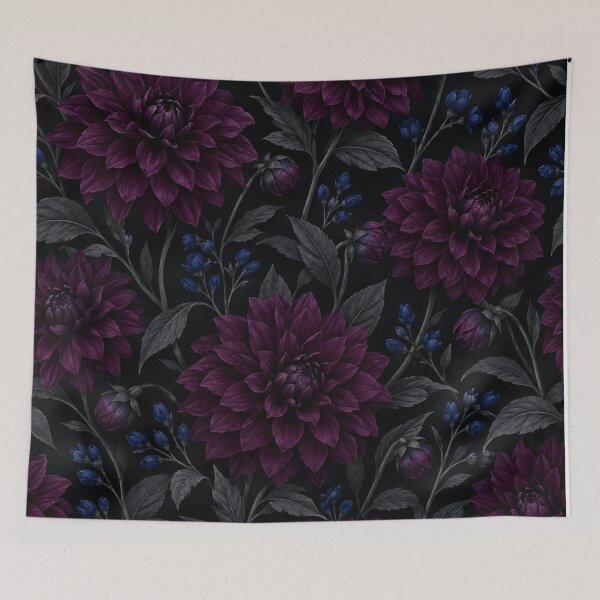 Item preview, Dark Moody Plum Dahlia Floral Pattern designed and sold by Owcomm.