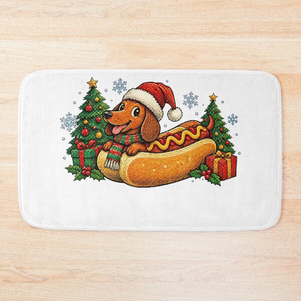 Item preview, Vintage Christmas Dachshund Hot Dog designed and sold by QuiteOrbit.