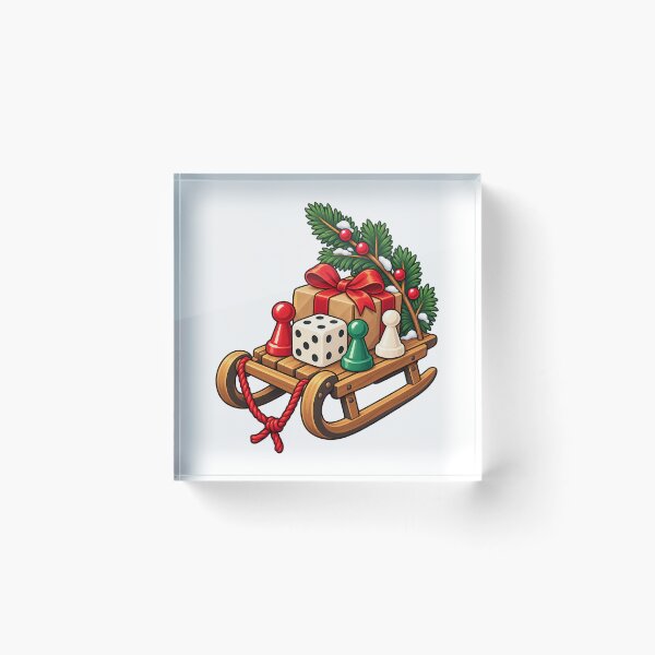 Item preview, Christmas Board Game Dice and Pawns on a Festive Sleigh designed and sold by skyartdesign.