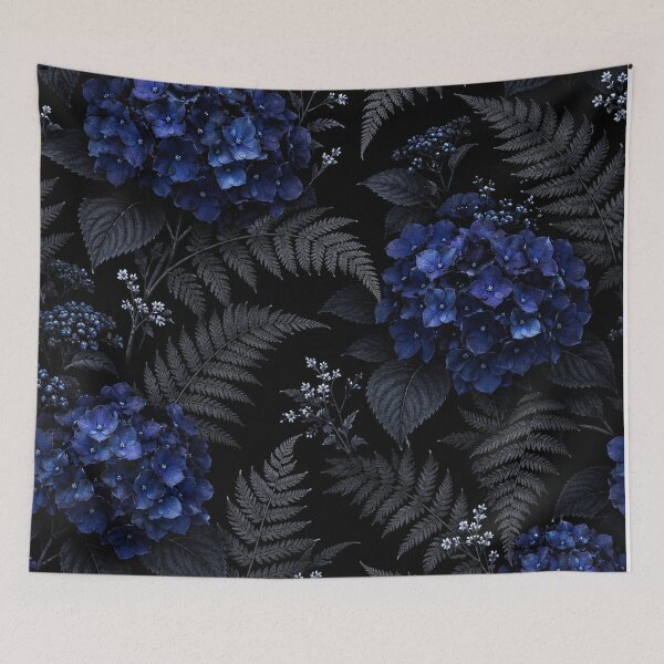 Item preview, Dark Blue Hydrangea Floral Fern Pattern designed and sold by Owcomm.