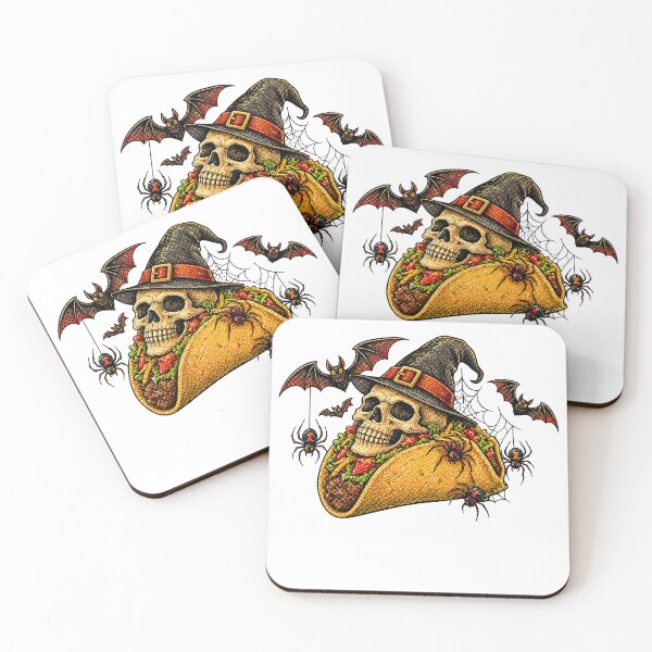 Item preview, Vintage Halloween skull tacos designed and sold by QuiteOrbit.
