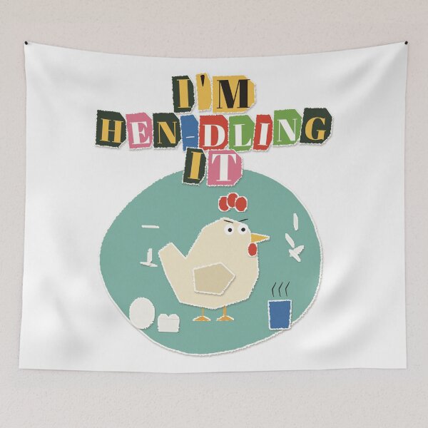 Item preview, I'm Hen-dling It Frazzled Chicken Collage designed and sold by somebasic.