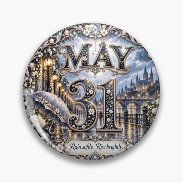 Item preview, May 31 Birthday Rainy City Design | Elegant Silver Floral Gift designed and sold by LunaMoments.