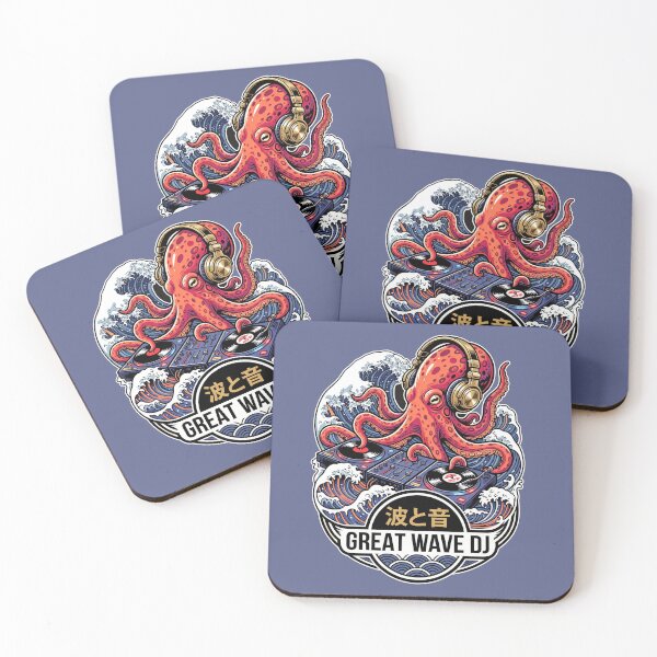 Item preview, Great Wave Octopus DJ Turntable Tokyo Music Vinyl Sticker designed and sold by Hikariha Studio.