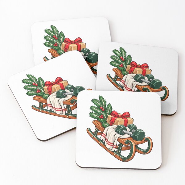 Item preview, Christmas Dumbbells and Gym Towel on a Festive Sleigh designed and sold by skyartdesign.