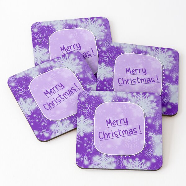 Item preview, Merry Christmas festive purple background with snowflakes and glowing lights  designed and sold by SweetLilith.