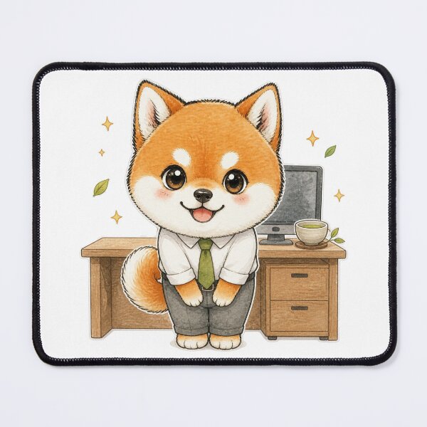Item preview, Polite Office Worker Red Shiba Inu Bowing designed and sold by Kawaii Matcha Studio.