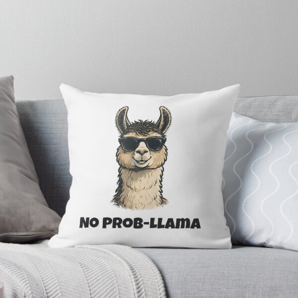 Aperçu de l'œuvre No Prob-Llama Funny Llama Pun créée et vendue par Wild Shades.
