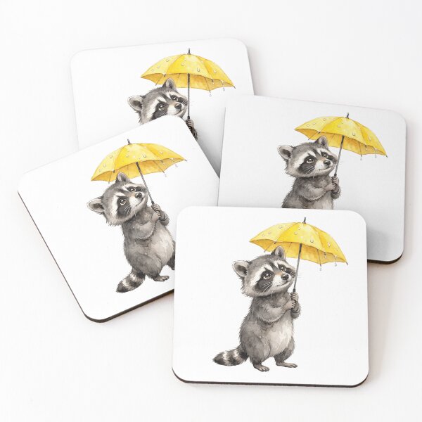 Item preview, Raccoon With Yellow Umbrella designed and sold by Tiffany Roy.