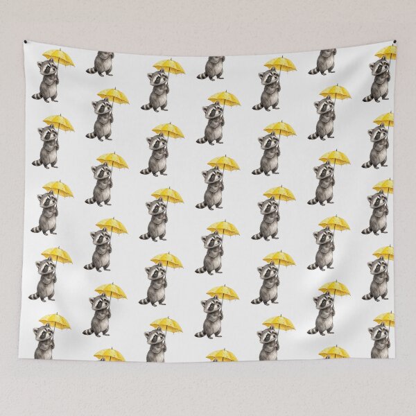 Item preview, Raccoon With Yellow Umbrella designed and sold by Tiffany Roy.