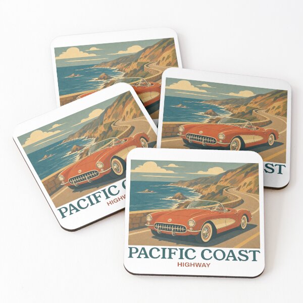 Item preview, Pacific Coast Highway Vintage Travel Poster designed and sold by Automotive Art by Greg.