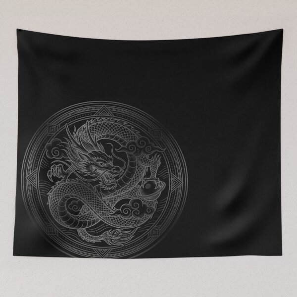 Item preview, Minimalist Japanese Dragon Crest - Celestial Ryū Aesthetic Line Art designed and sold by Hikariha Studio.