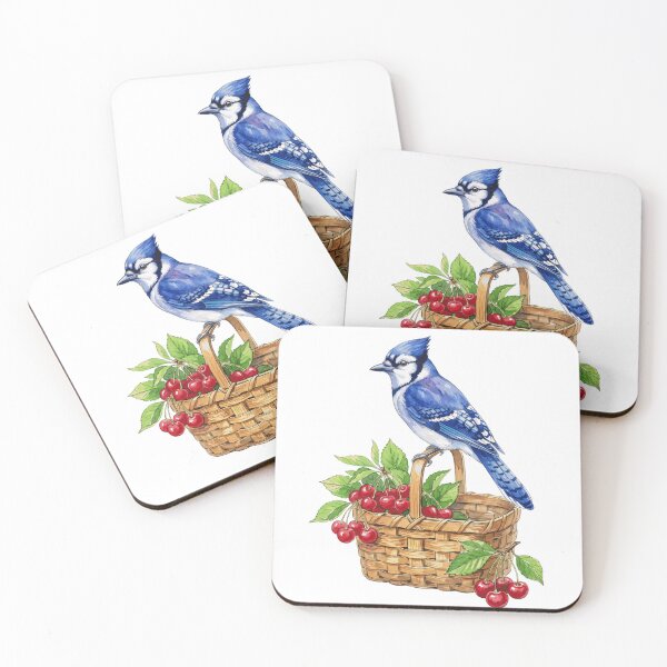 Item preview, Blue Jay With Cherry Basket designed and sold by Tiffany Roy.