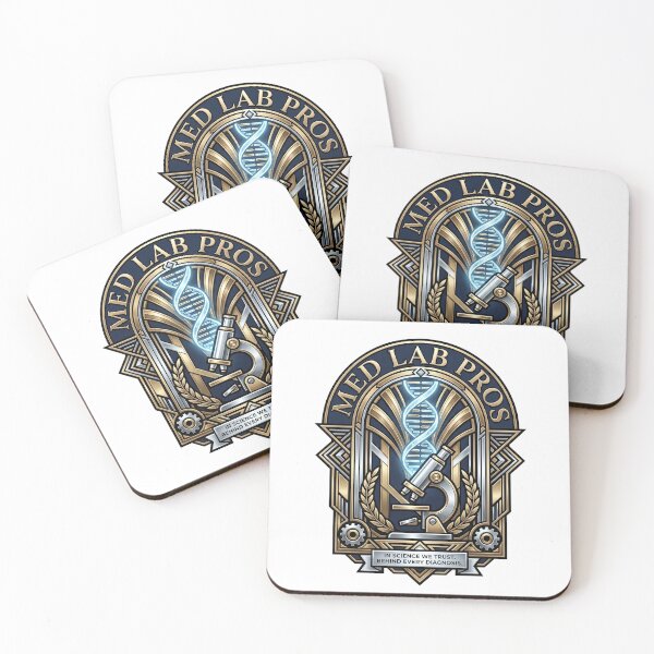 Item preview, Med Lab Pros – In Science We Trust Behind Every Diagnosis Neo Deco Medical Laboratory Professional Crest Art designed and sold by Luminari Creations.