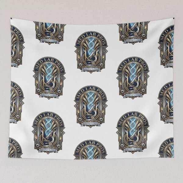 Item preview, Med Lab Pros – In Science We Trust Behind Every Diagnosis Neo Deco Medical Laboratory Professional Crest Art designed and sold by Luminari Creations.