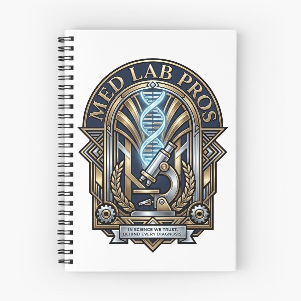 Item preview, Med Lab Pros – In Science We Trust Behind Every Diagnosis Neo Deco Medical Laboratory Professional Crest Art designed and sold by Luminari Creations.