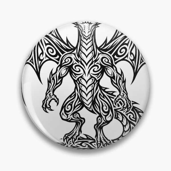 Item preview, Muscular Upright Dragon with Arched Wings – Tribal Swirl Dragon Knight Design designed and sold by DragonSerpent Ink.