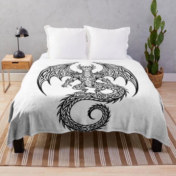 Item preview, Muscular Upright Dragon with Arched Wings – Tribal Swirl Dragon Knight Design designed and sold by DragonSerpent Ink.