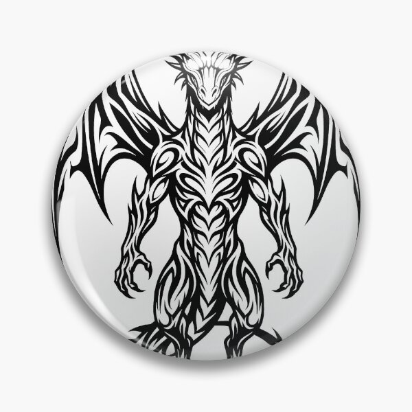 Item preview, Elegant Upright Dragon with Circle Tail – Flowing Blackwork Dragon Design designed and sold by DragonSerpent Ink.