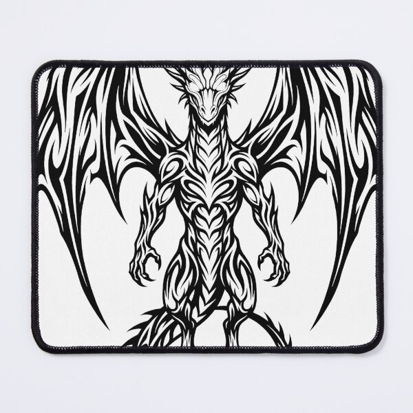 Item preview, Elegant Upright Dragon with Circle Tail – Flowing Blackwork Dragon Design designed and sold by DragonSerpent Ink.