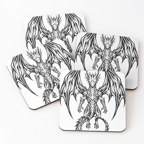 Item preview, Elegant Upright Dragon with Circle Tail – Flowing Blackwork Dragon Design designed and sold by DragonSerpent Ink.