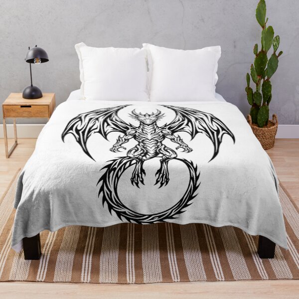 Item preview, Elegant Upright Dragon with Circle Tail – Flowing Blackwork Dragon Design designed and sold by DragonSerpent Ink.