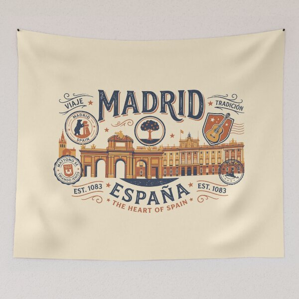 Item preview, Madrid Spain Vintage Travel Poster Heart Of Spain Landmark Art designed and sold by Amir Faysal.