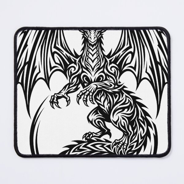 Item preview, Crowned Tribal Dragon with Open Circle – Modern Dragon Ring Tattoo Design designed and sold by DragonSerpent Ink.