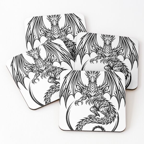 Item preview, Crowned Tribal Dragon with Open Circle – Modern Dragon Ring Tattoo Design designed and sold by DragonSerpent Ink.